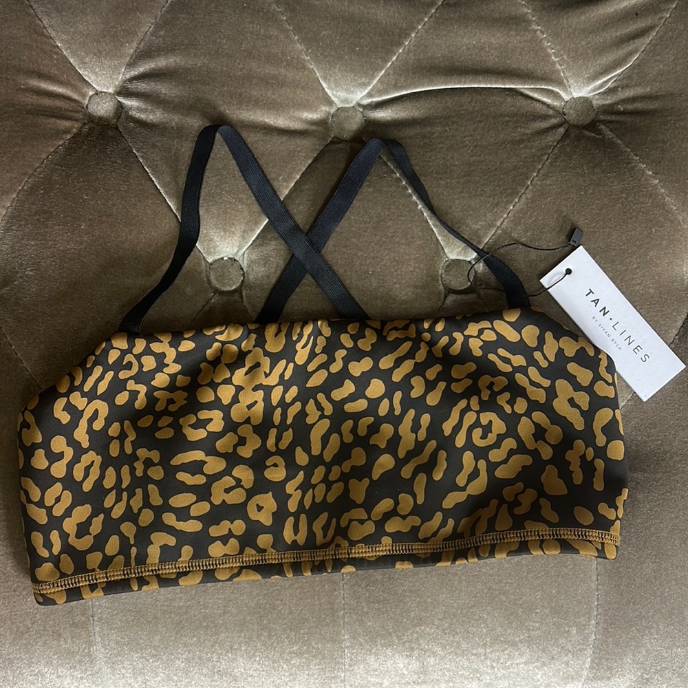 Sivan Ayla Tan Lines Sport leopard sports bra NWT